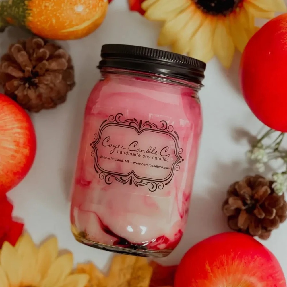 New Mason Jar Swirl Soy Candle Apples N' Cinnamon